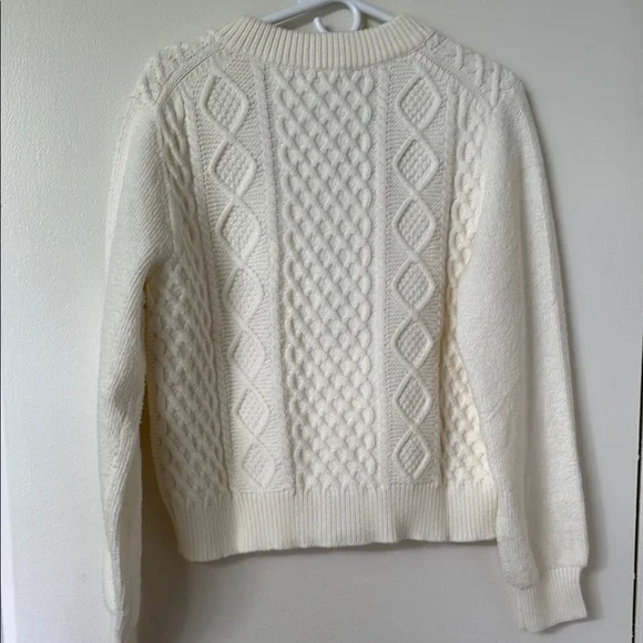 Ann Taylor Cream Cardigan with Cable Knit and Ribbed Cuffs - Picture 4 of 4